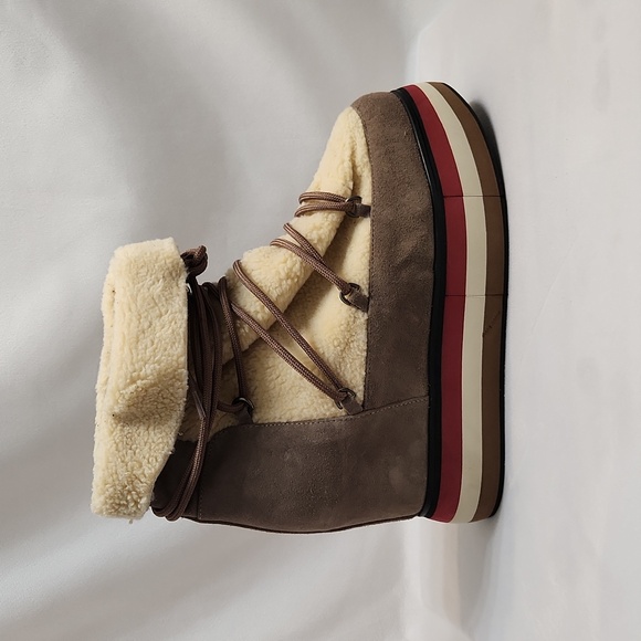 Paloma Barceló Kiran Suede Platform Genuine Shearling Lining Booties (W Size 40)